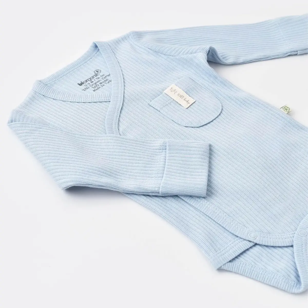 Bibaby Organik Body Kruvaze Eldivenli Soft Modal Mavi