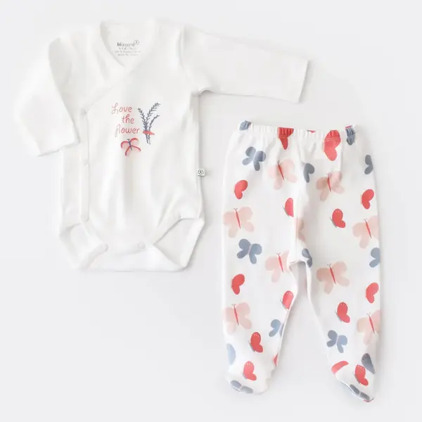 Bibaby Organik Zıbın Takımı Wild Flowers Coral