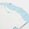 Bibaby Body Kısa Kol 2li Jakarlı Mavi - Ekru