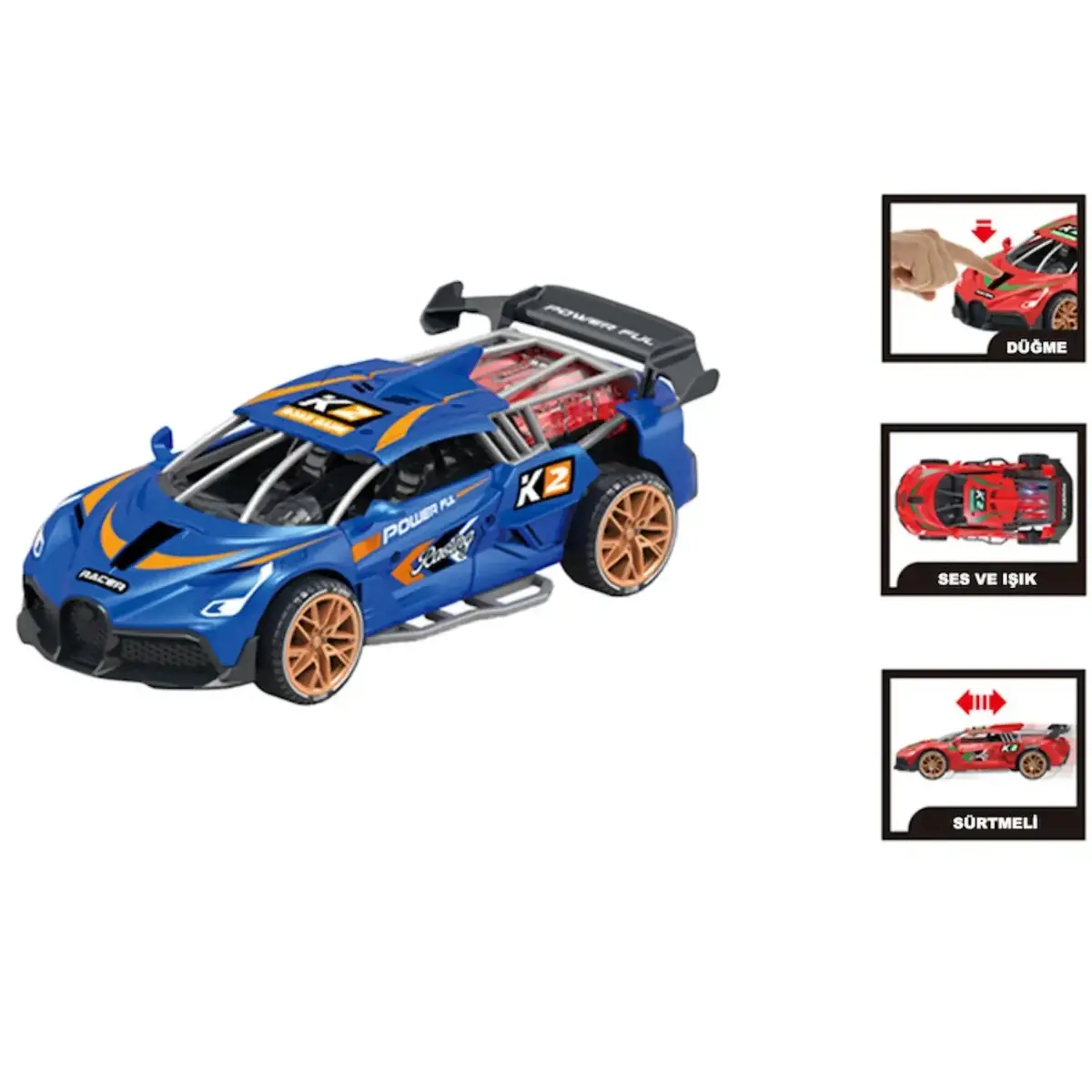 Vardem Sürtmeli Işıklı ve Sesli Renkli Yarış Arabası