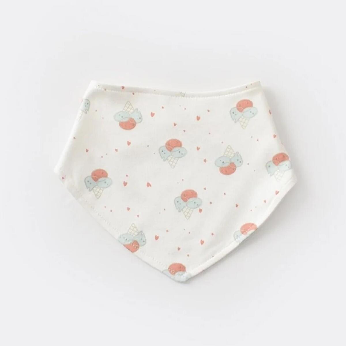 Bibaby Organik Fular Önlük 2li Pretty Ears Bunny Mint - Ekru