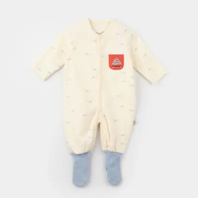 Bibaby Organik Tulum Çoraplonlu Sun Lets Sail Ekru - Mavi