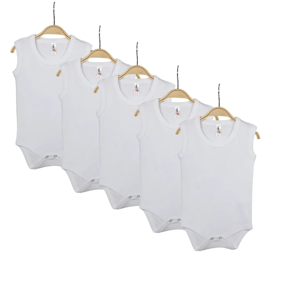 Hvc Bebek Body Askılı Atlet Body Ribanalı Pamuklu Zıbın Beyaz 5li Unisex