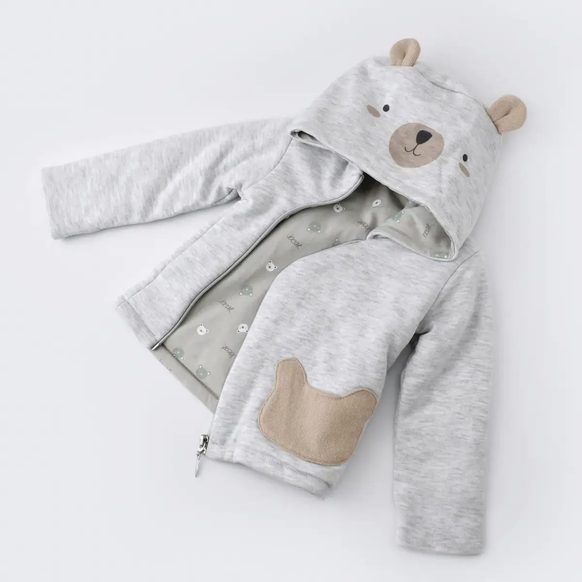 Bibaby Organik Hırka Hug Me Bear Kar Melanj