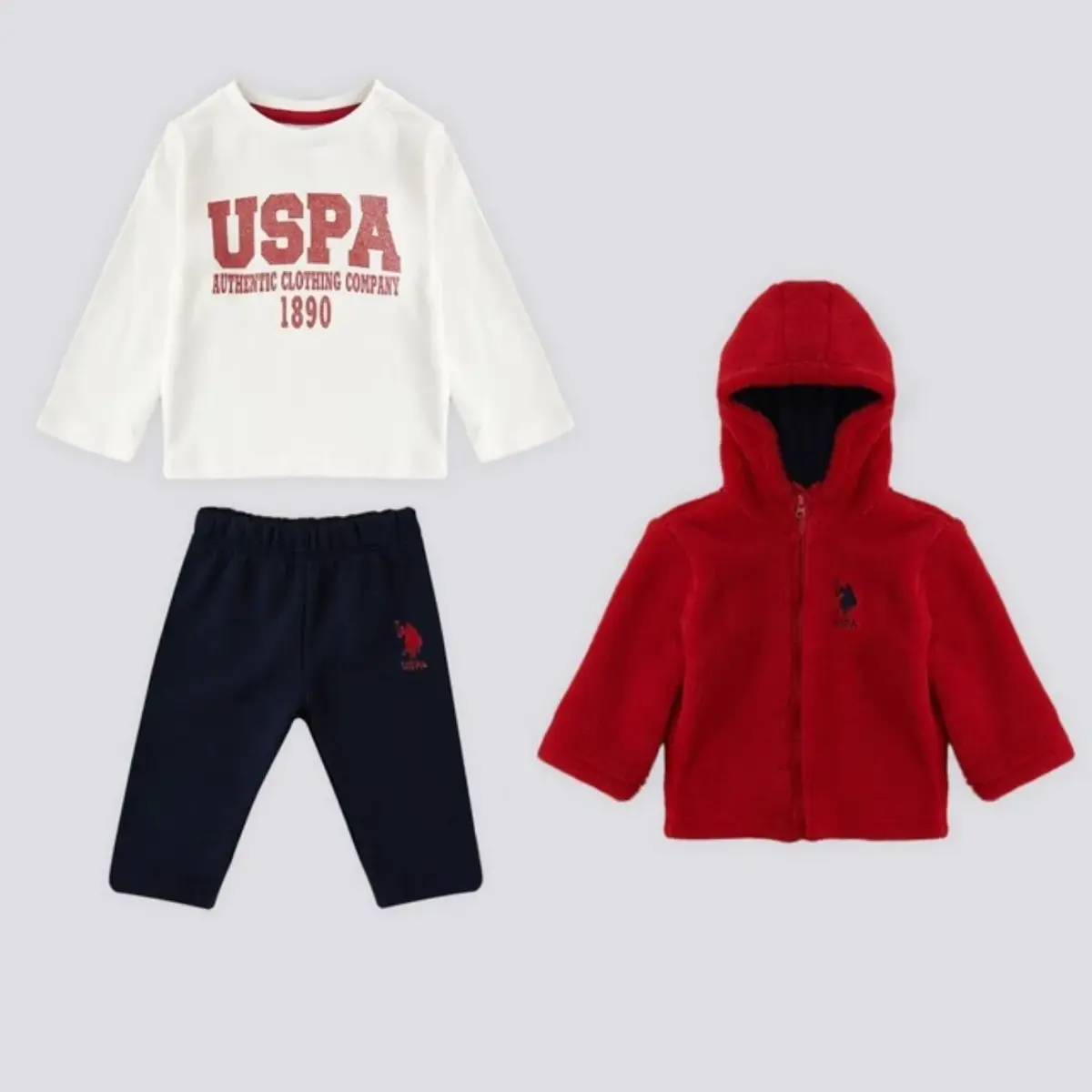 U.S Polo 3lü Takım Uzun Kol Kırmızı