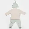 Bibaby Organik Zıbın Takımı 3lü Modal Happy Forest Bej - Mint