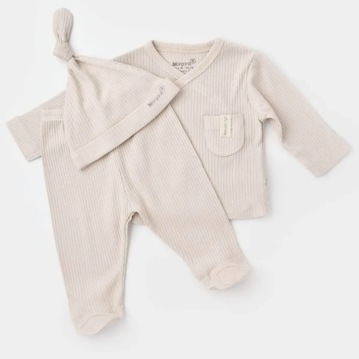 Bibaby Organik Zıbın Takımı 3lü Soft Modal Bej