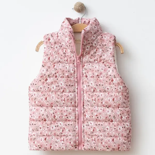 Bebolly Yelek Çiçek Baskılı Pembe