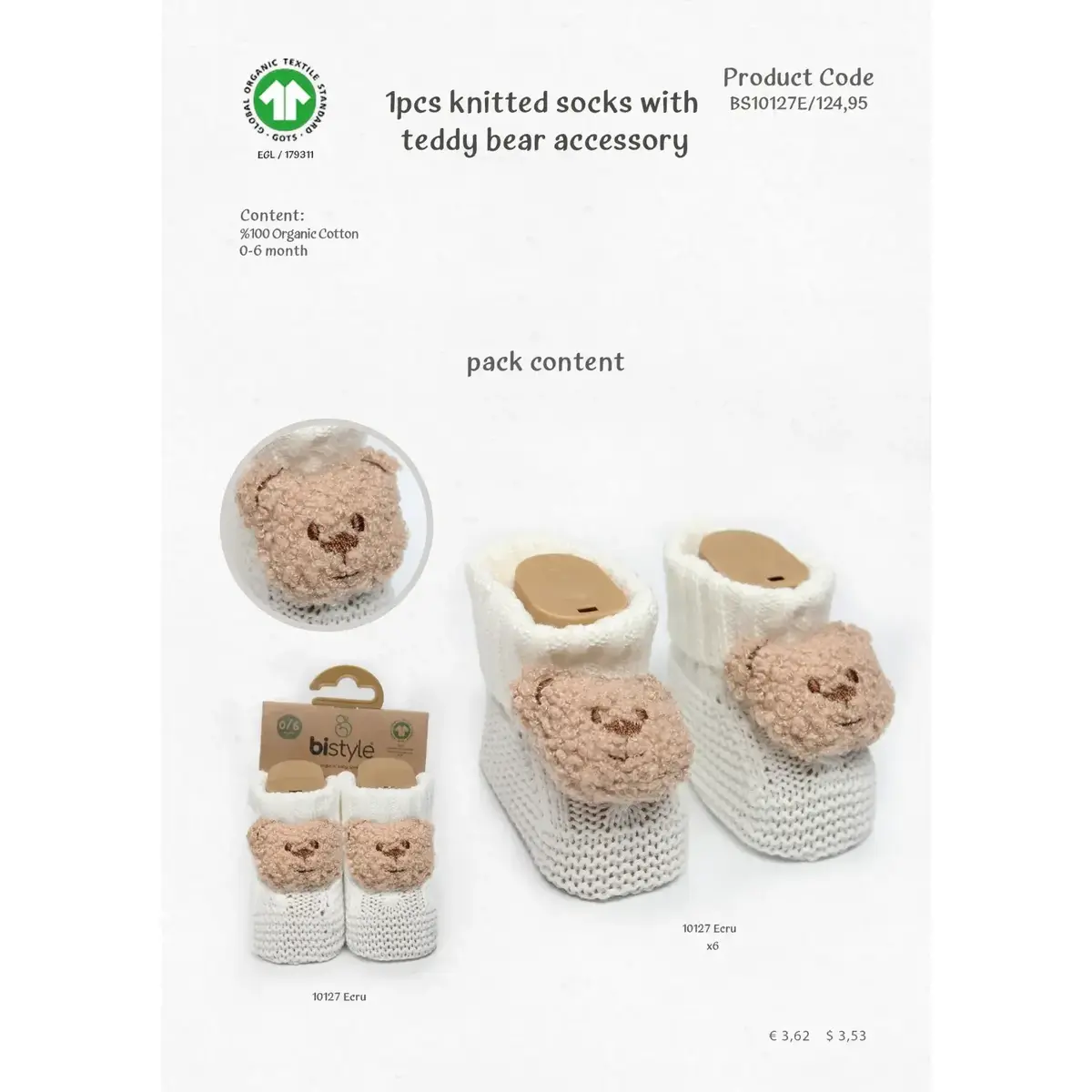 Bistyle Patik Triko Seperatörlü Aksesuarlı Ekru