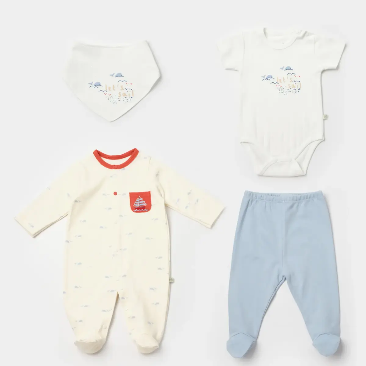 Bibaby Organik Tulum Takımı Tüllü Sun Lets Sail Ekru - Mavi