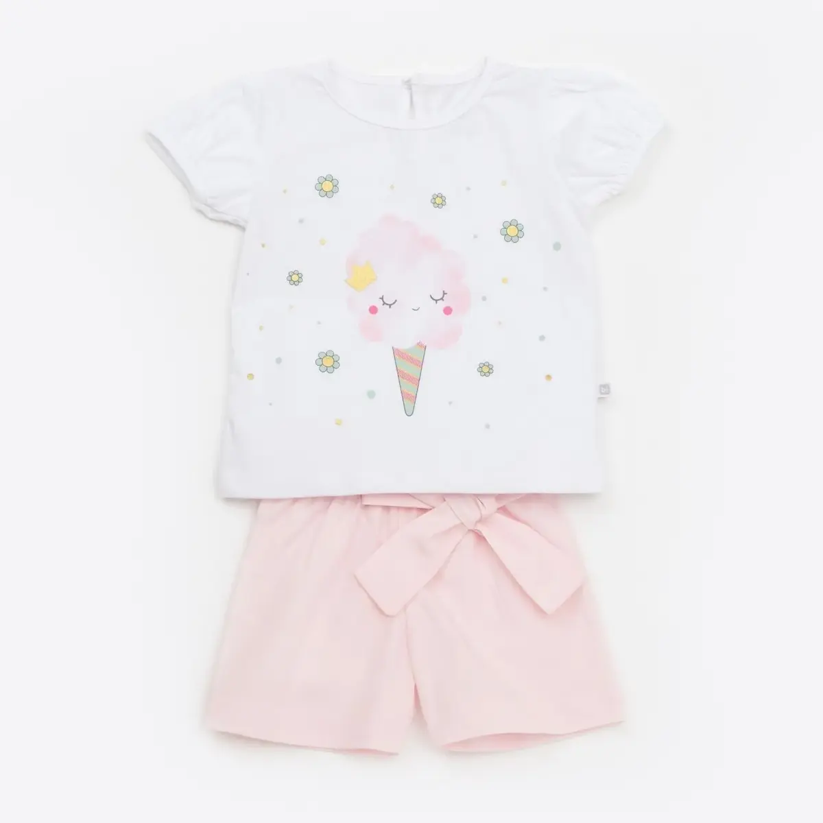 Bibaby 2li Takım Şortlu Funny Summer Beyaz