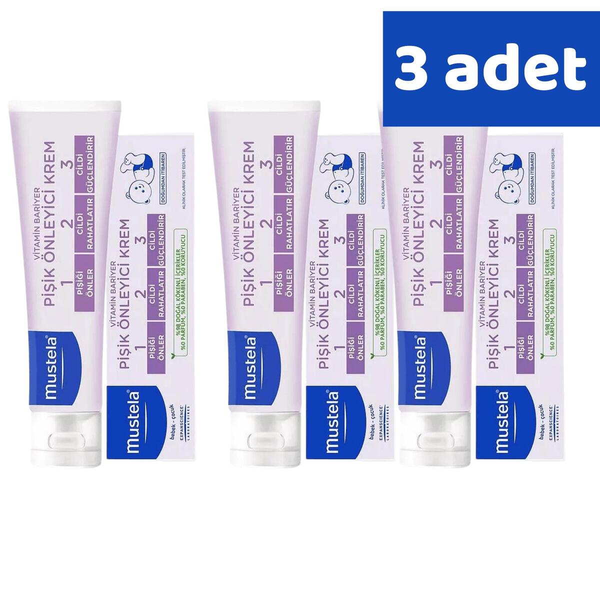 Mustela Vitamin Bariyer 1-2-3 Bebek Pişik Kremi 50 ml x 3 Adet