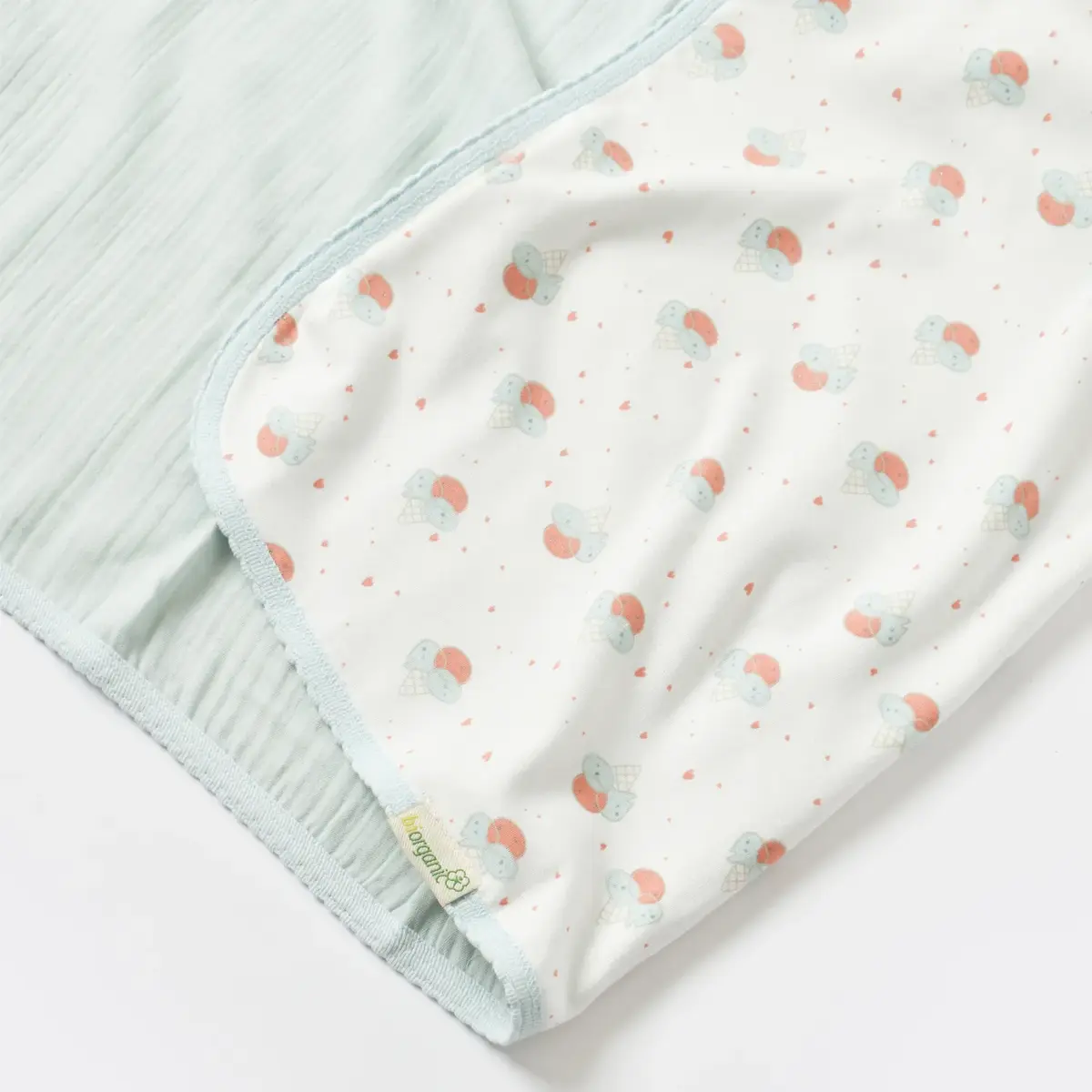 Bibaby Organik Battaniye Pretty Ears Bunny Mint - Ekru