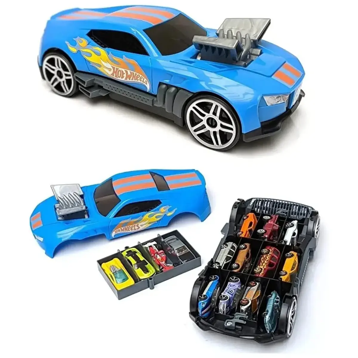 Hot Wheels 2'Si 1 Arada Race 'N Haul Araba Saklama Kutusu Mavi
