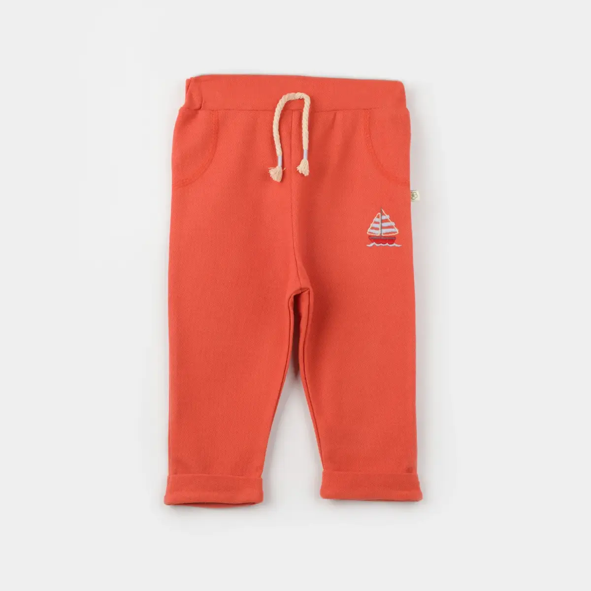 Bibaby Organik Pantolon Patiksiz Sun Lets Sail Ekru - Mavi