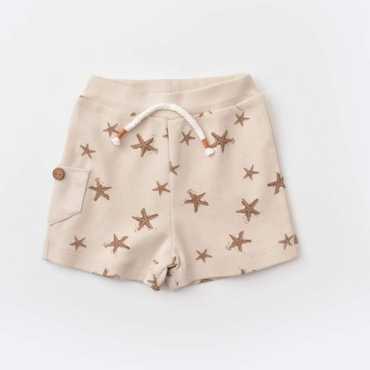 Bibaby Organik 2li Takım Şortlu Magic Starfish Latte