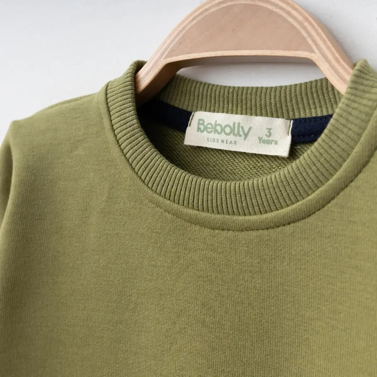 Bebolly Sweatshirt Basic Üç İplik Şardonsuz Yeşil
