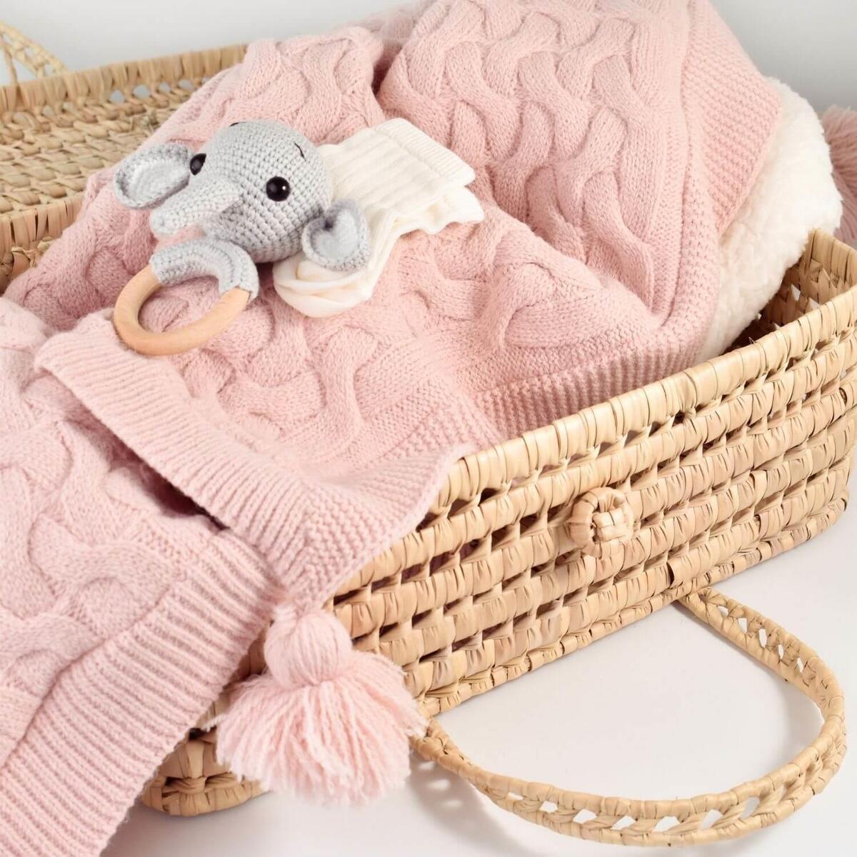 Bibaby Battaniye Hasır Triko Pembe
