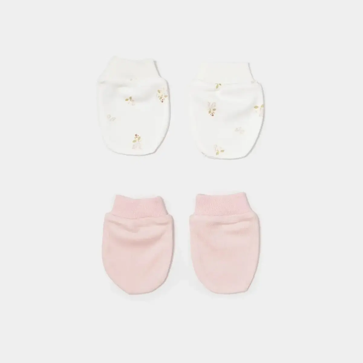 Bibaby Organik Eldiven 2li The Flowers Ekru - Pembe