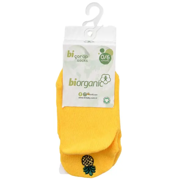 Bibaby Organik Çorap Soket Sneakers Cute Sarı