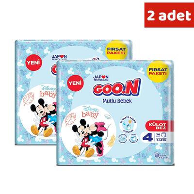 Goon Mutlu Bebek Külot Bebek Bezi 4 Beden 9-14 Kg 78li Aylık Fırsat Paket x2