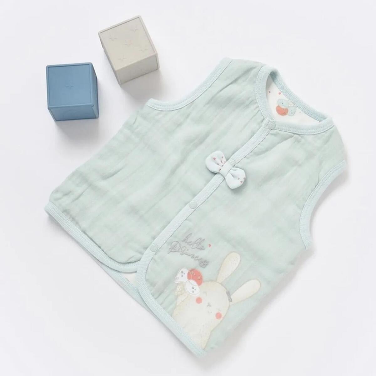 Bibaby Organik Yelek Pretty Ears Bunny Mint - Ekru