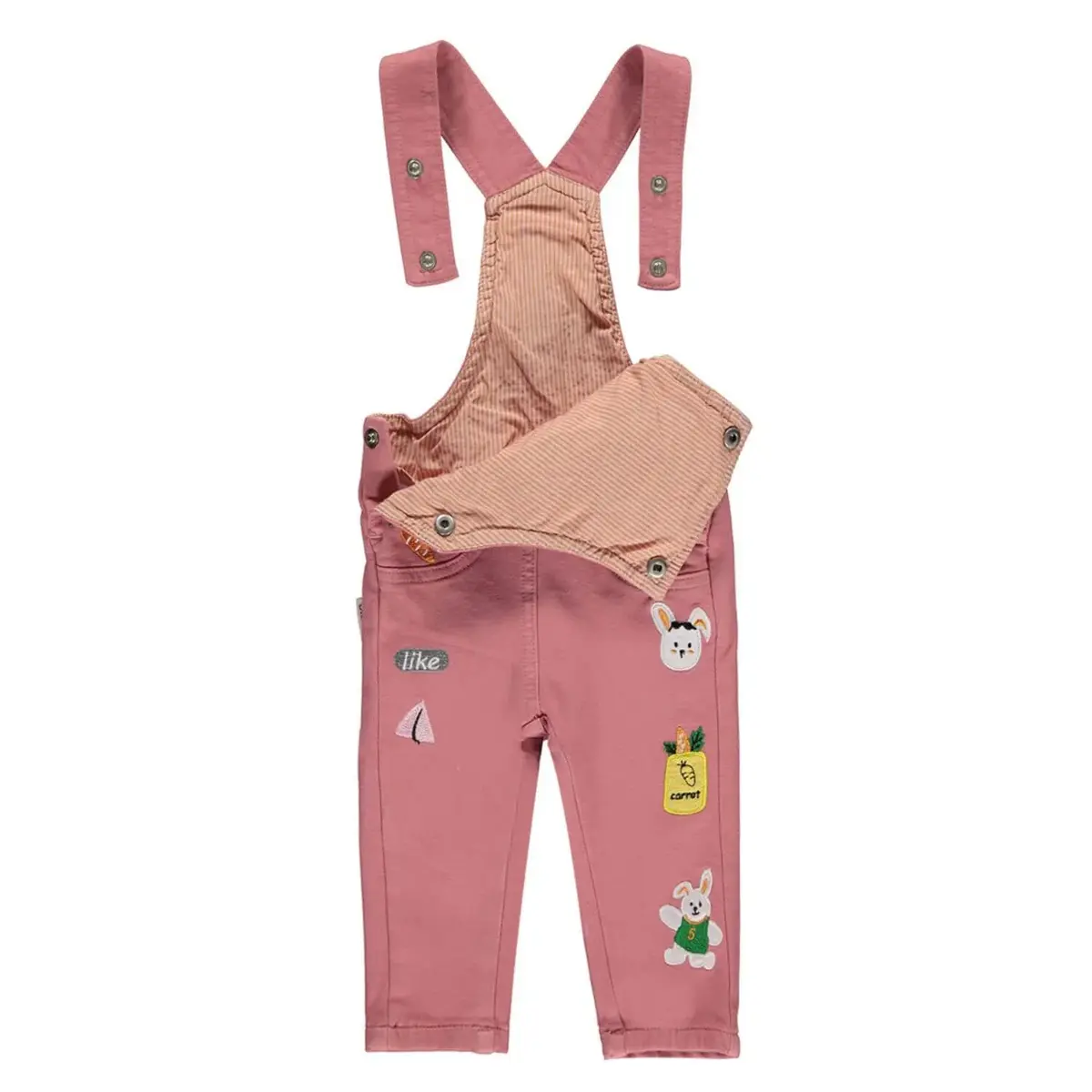 Overdo Salopet Renkli Tavşan Nakışlı Nar Çiçeği