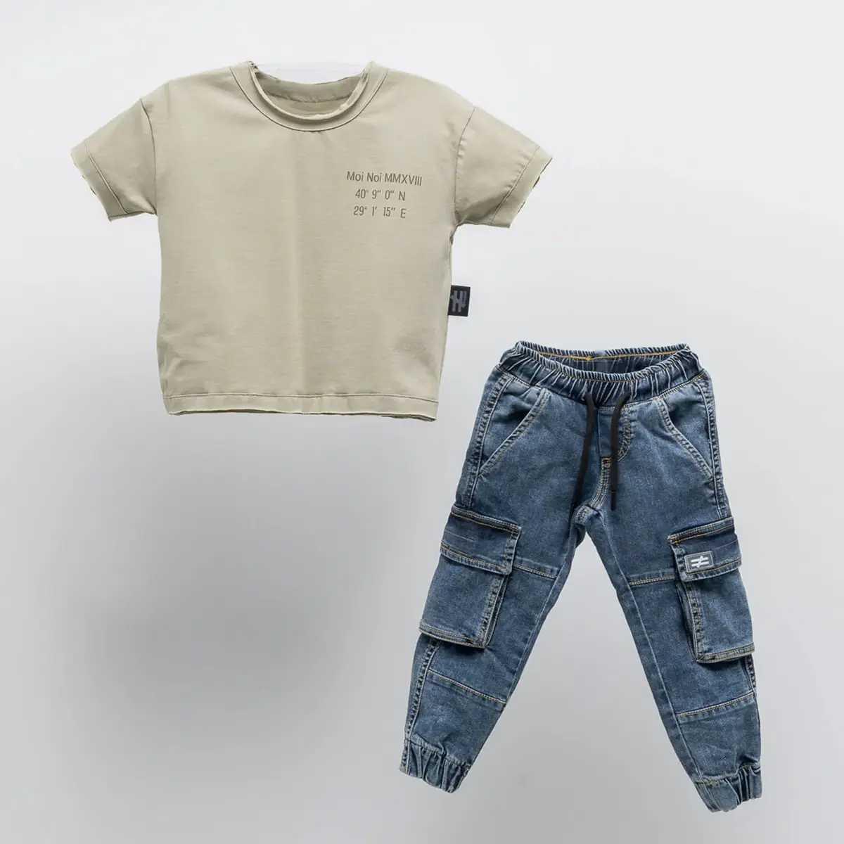 Moi Noi 2li Takım Pantolon Kot Haki