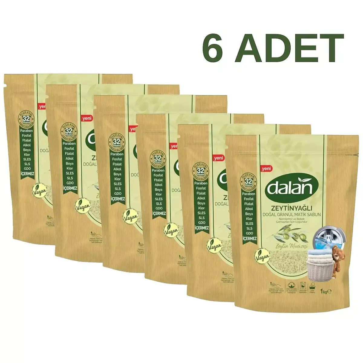 Dalan Doğal Granül Sabun Zeytinyağlı 1000 gr x6 Adet