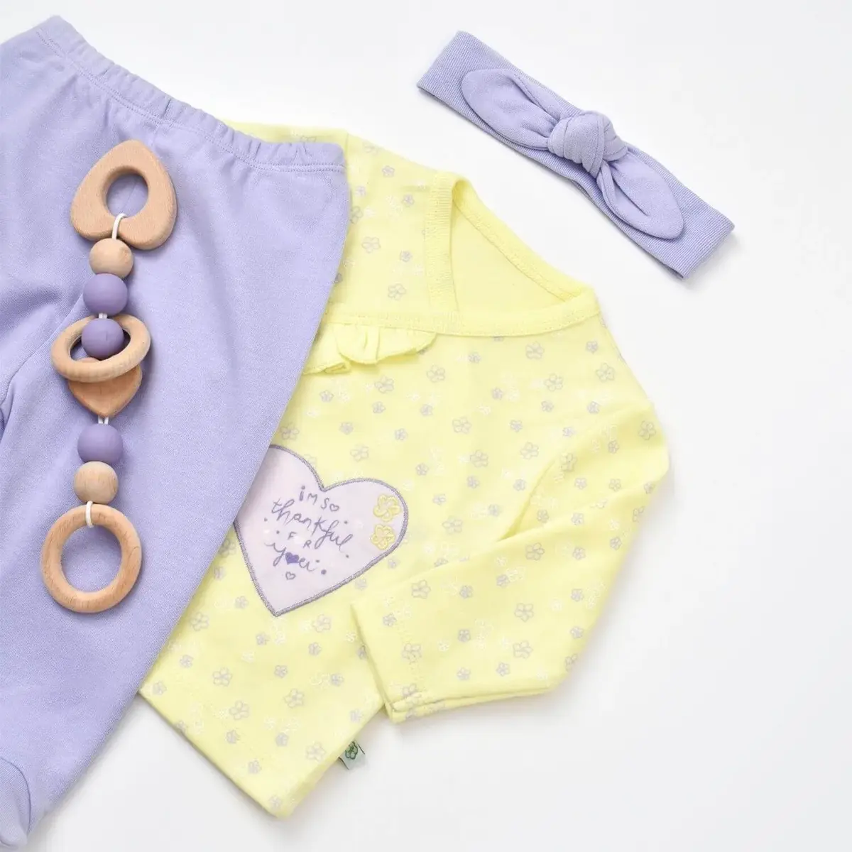 Bibaby Organik Zıbın Takımı 3lü Love You Baby Sarı