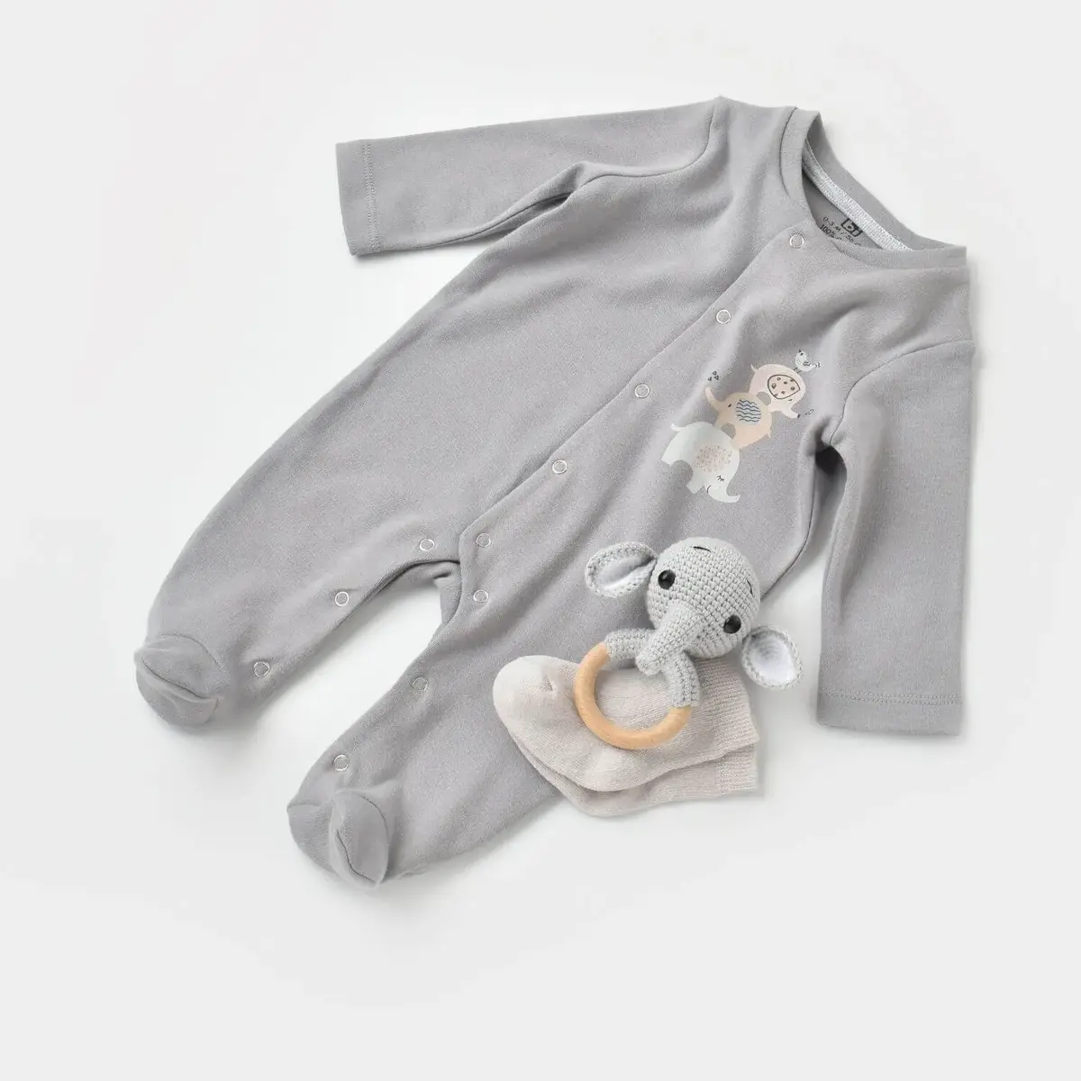 Bibaby Tulum Fermuarlı Elephant In Live Gri