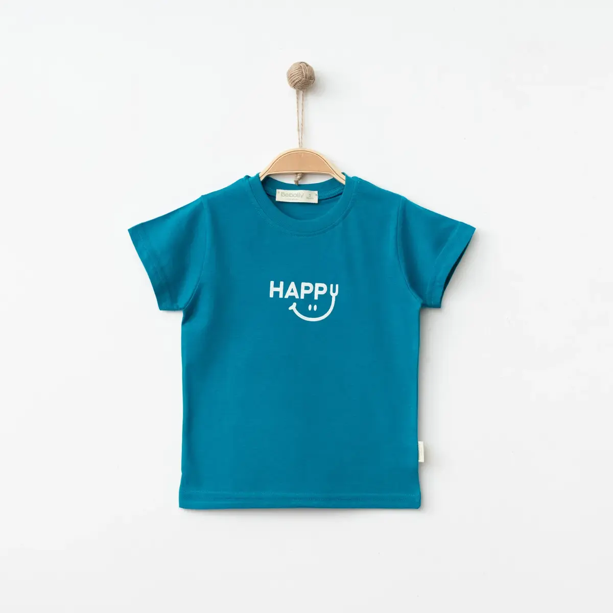 Bebolly T-shirt Happy Baskılı Turkuaz