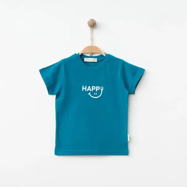 Bebolly T-shirt Happy Baskılı Turkuaz