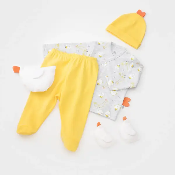 Bibaby Zıbın Takımı 3lü Chick And Chick Sarı - Kar Melanj