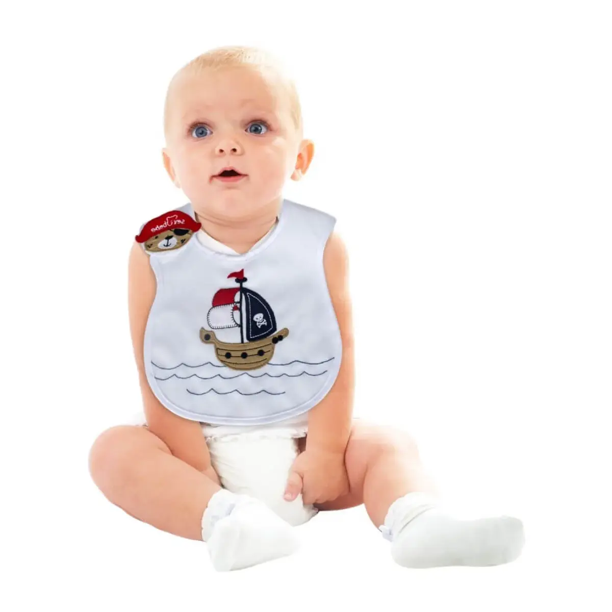 Sevi Bebe Yandan Cırtlı Mama Önlüğü Korsan Ayıcık