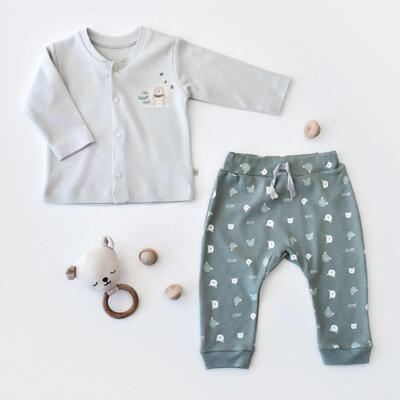 Bibaby Pijama Takımı Organik Hug Me Bear Yeşil