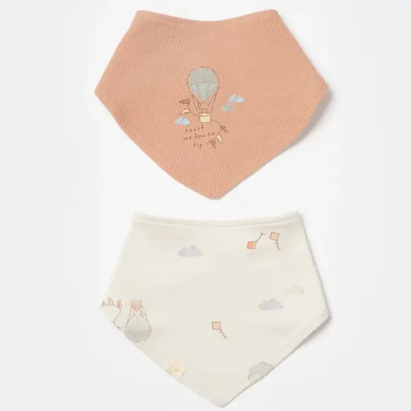 Bibaby Organik Önlük 2li Teach Me Kırmızı - Kahverengi - Mint