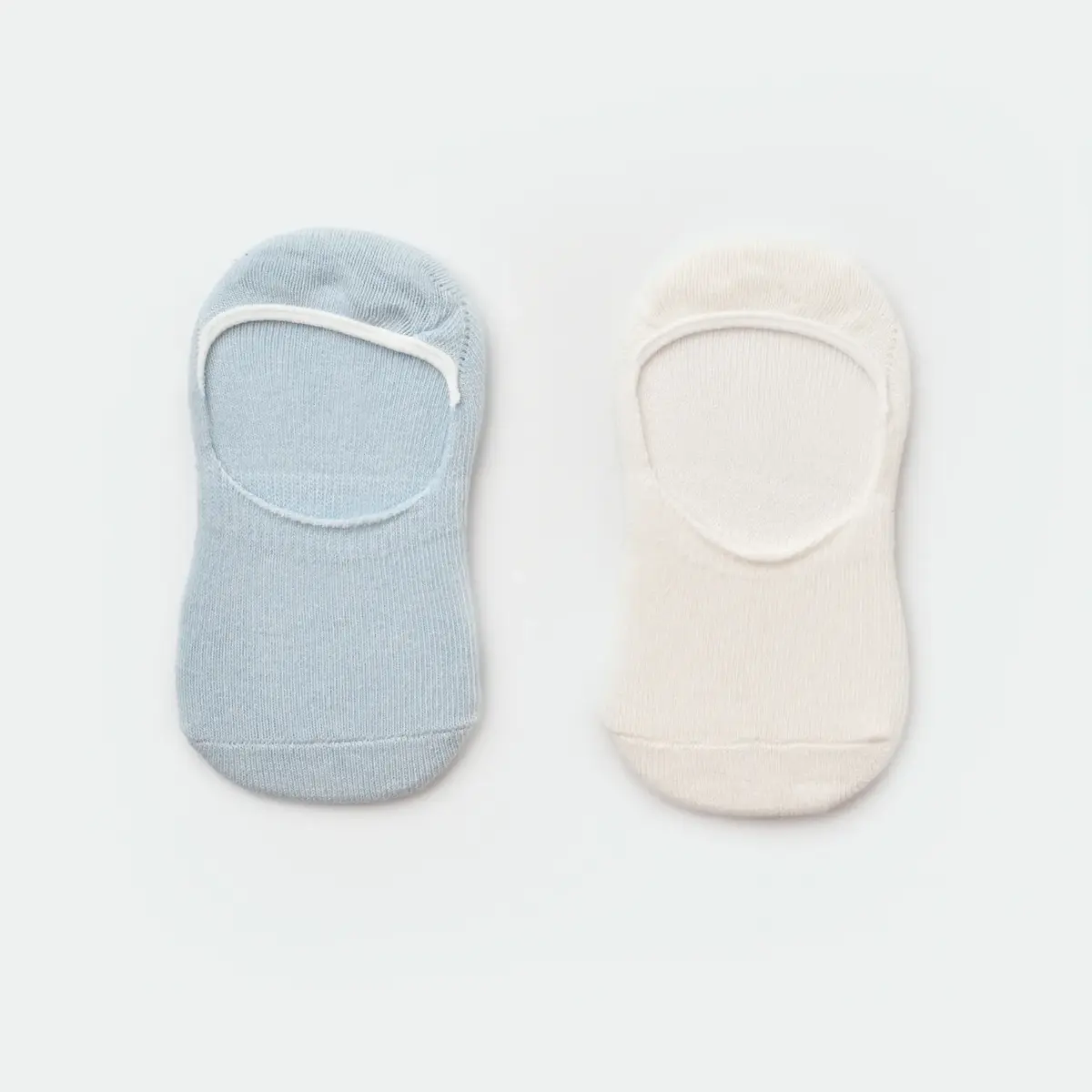 Bibaby Organik Babet Çorap 2li Basic Mavi - Ekru