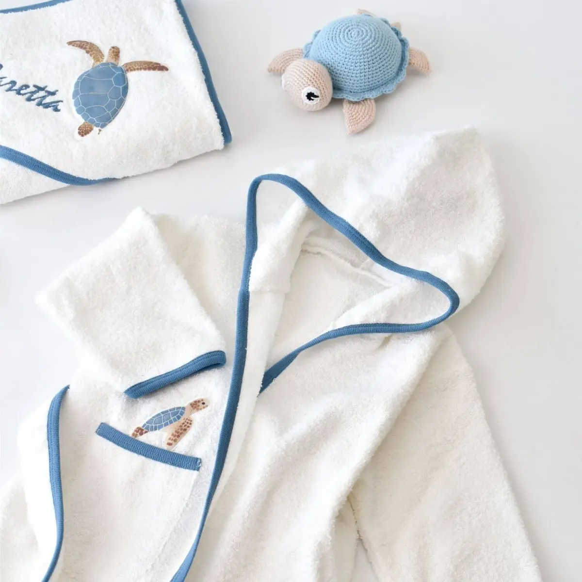 Bibaby Organik Bornoz Takımı Caretta In Live İndigo