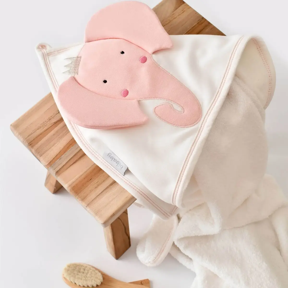 Bibaby Havlu Princess Elephant Ekru - Pembe