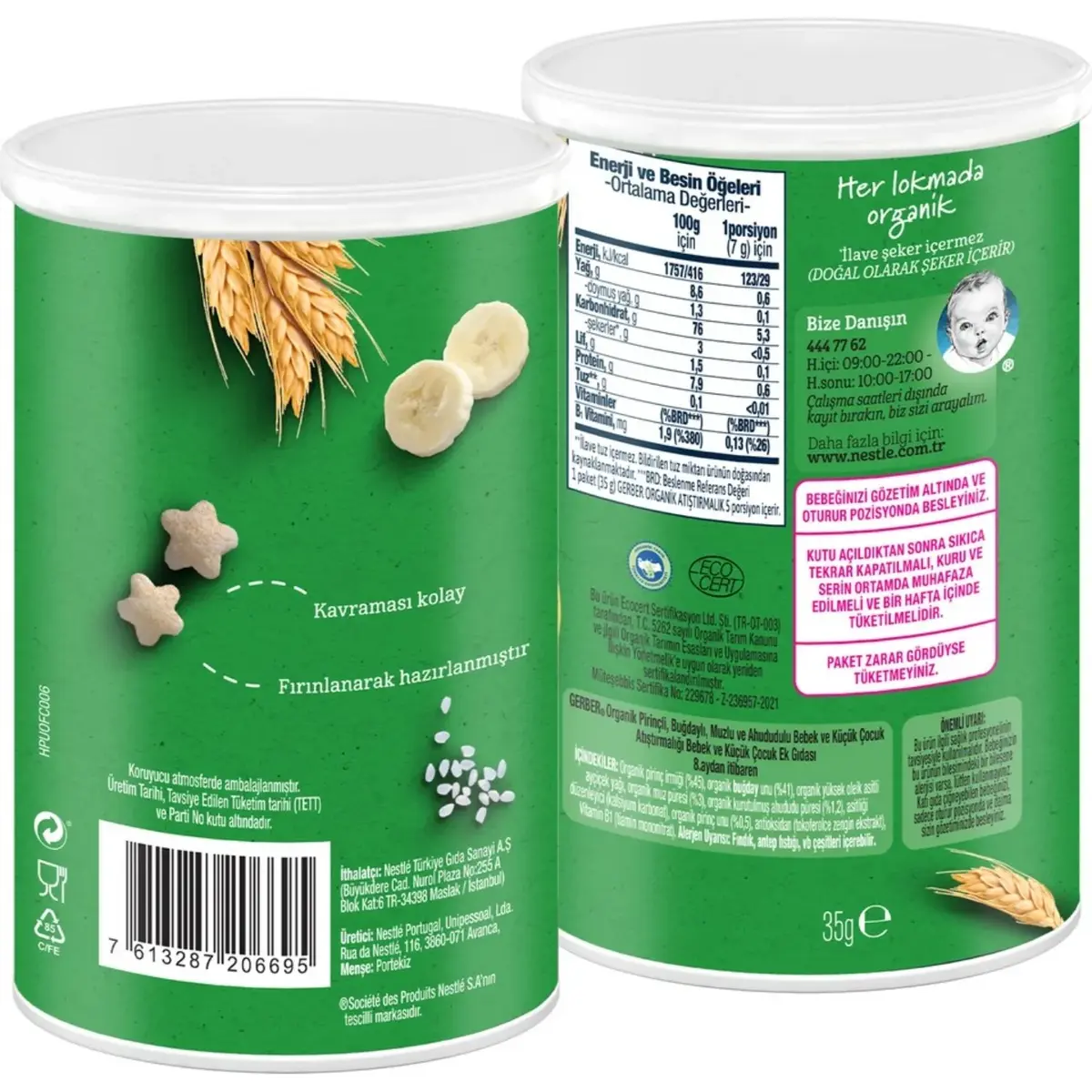 Gerber Organik Buğday Ve Pirinç Bebek Atıştırmalığı 35 gr 8+ Ay