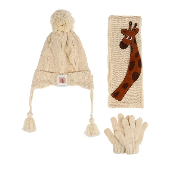 Kitti Eldiven Atkı Bere Takım 1-4Yaş Beyaz Asortili