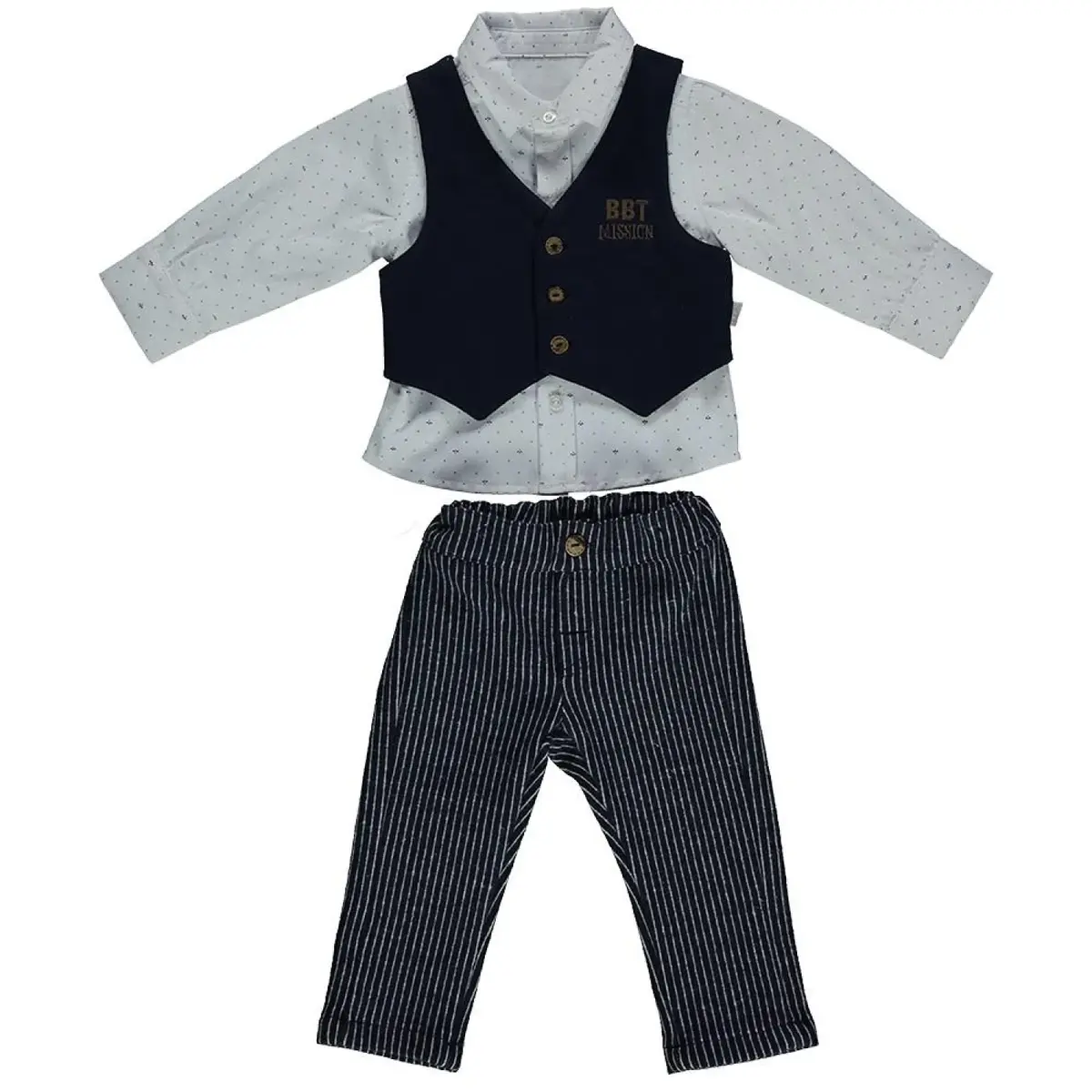 Bebetto 3lü Takım Yelekli Dokuma Polita Boy Lacivert Bebetto 3lü Takım Yelekli Dokuma Polita Boy Lacivert