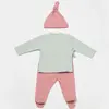 Bibaby Organik Zıbın Takımı 3lü Modal Play With Me Baby Mint - Rose