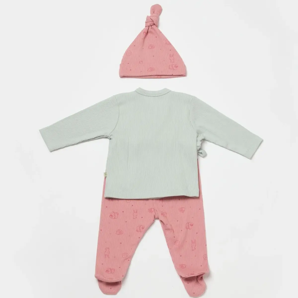 Bibaby Organik Zıbın Takımı 3lü Modal Play With Me Baby Mint - Rose