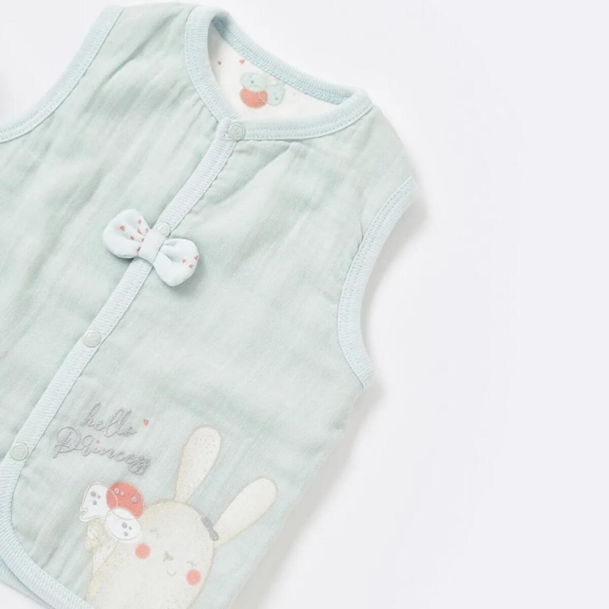 Bibaby Organik Yelek Pretty Ears Bunny Mint - Ekru