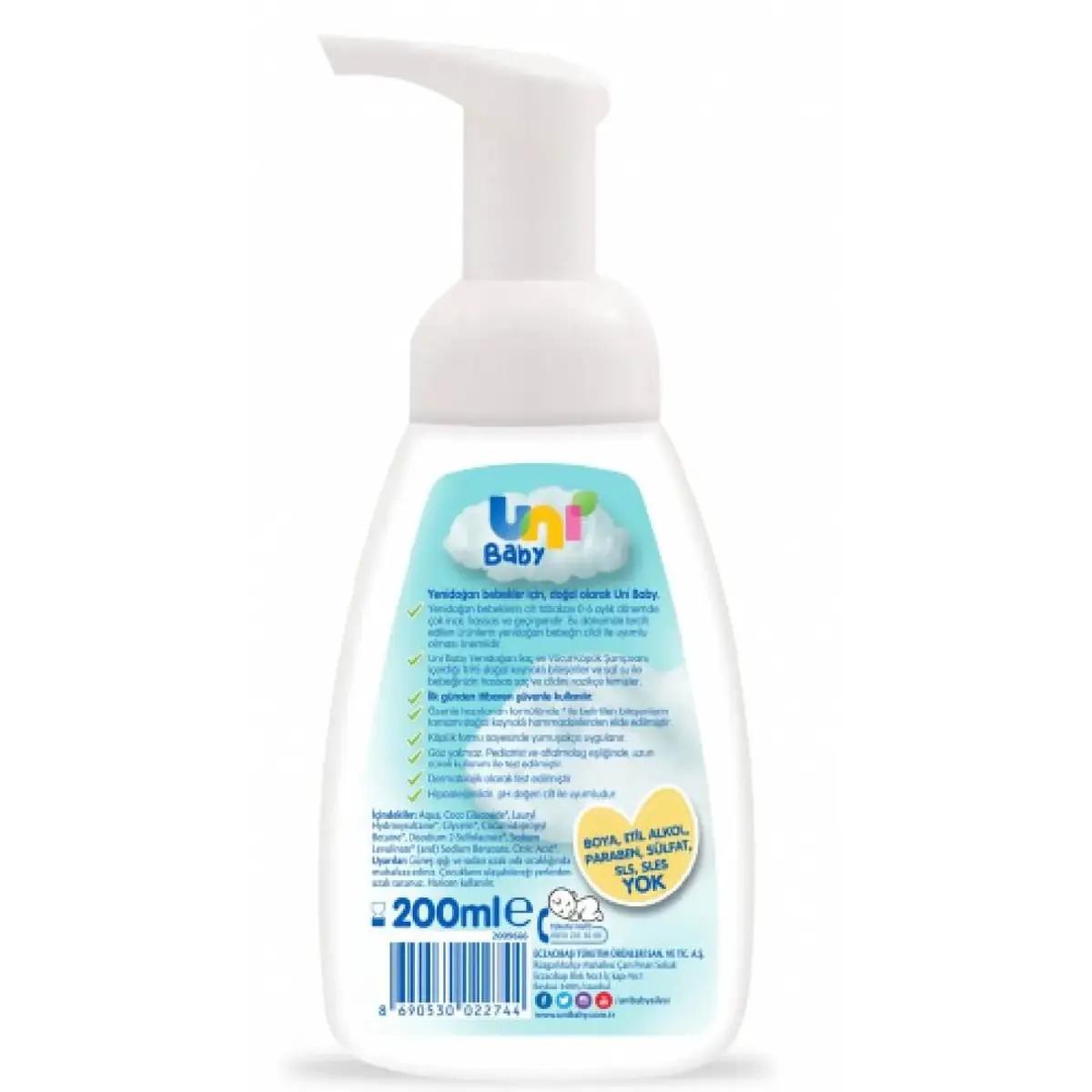 Uni Baby Yenidoğan Köpük Şampuan 200 ml