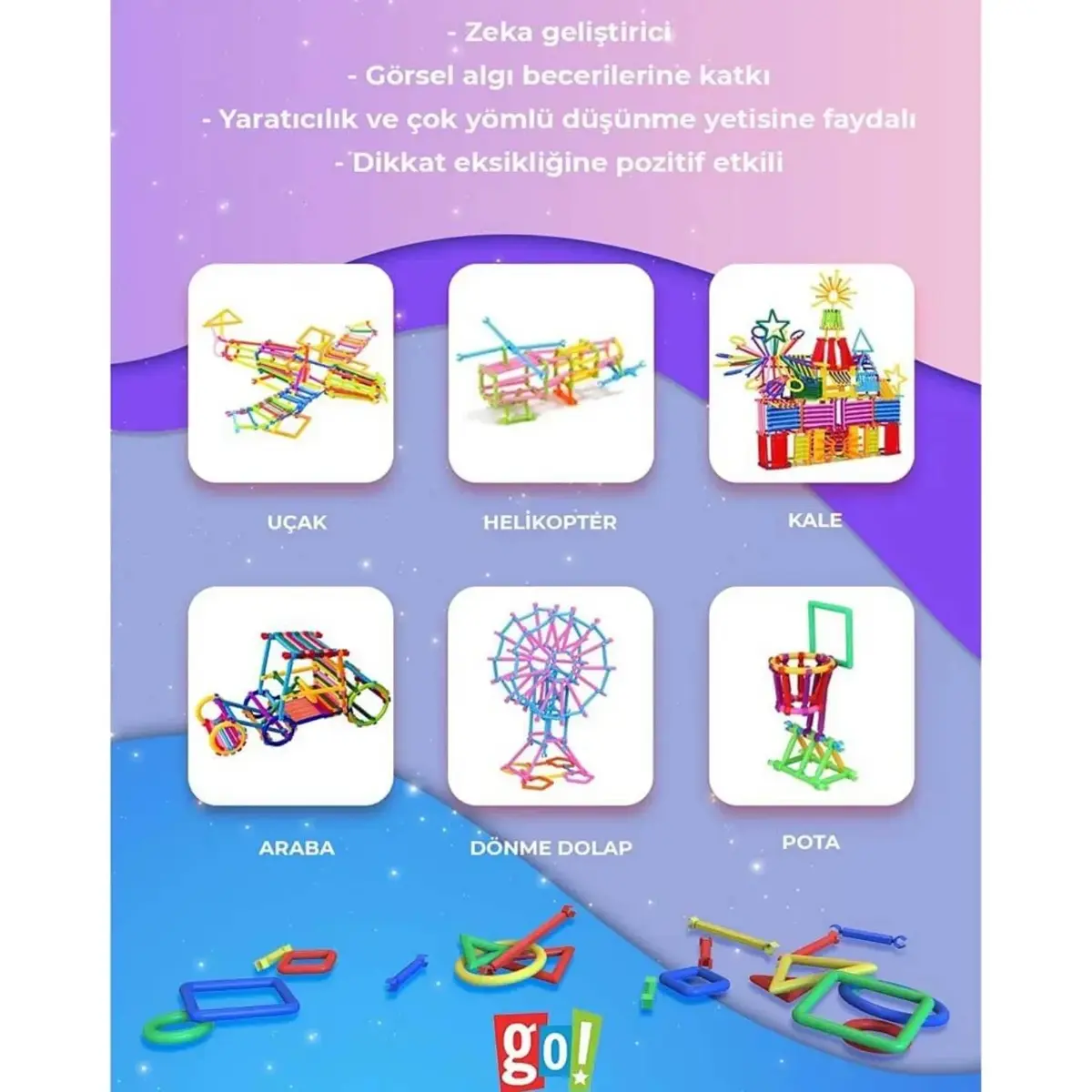 Eğitici Geometrik Şekil Ve Çubuklar  450 Prç.