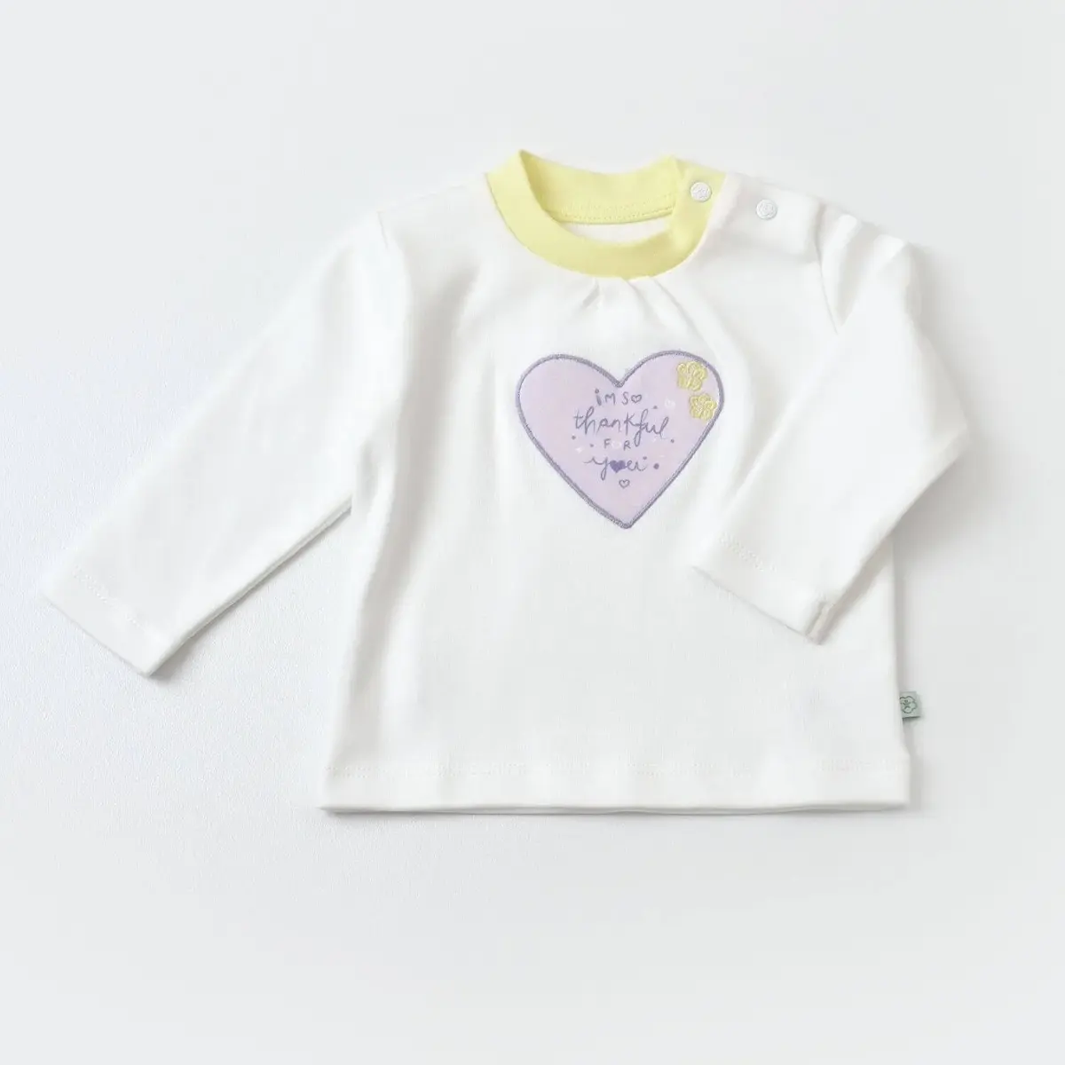Bibaby Organik Sweatshirt Love You Baby Yellow Lavander