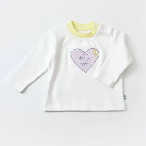 Bibaby Organik Sweatshirt Love You Baby Yellow Lavander